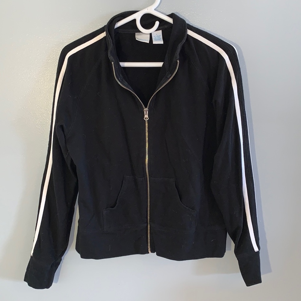 Black & White Striped Zip Up